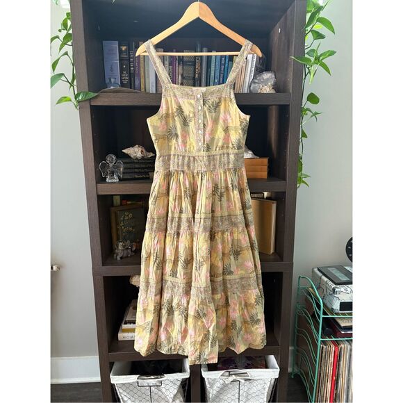 Guadalupe Dresses & Skirts - NWOT Guadalupe Design Green & Pink Jungle Midi Dress Size Small